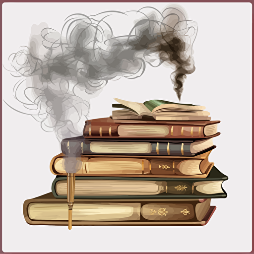 row of books that are steaming, 2d, clip art, vector, simple, transparent background