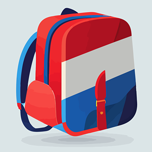 flat vector art style kids backpack simple red blue no detail