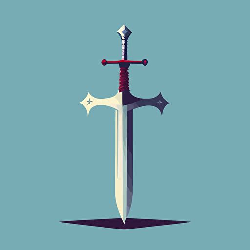 Swinging Sword, symbolic, simple, iconic, vector illustration