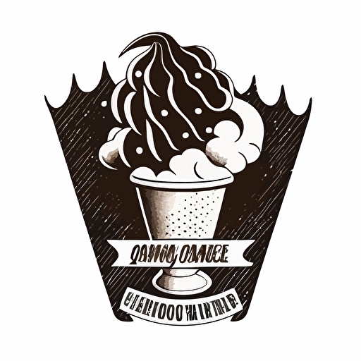 retro logo of ice melting and juice snow-cone in a cup black vector white background