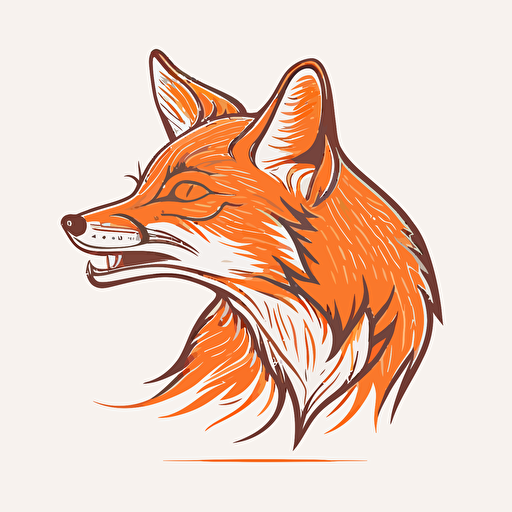 Muzzle of a happy fox, contour stile, vector, flat 2d, company logo
