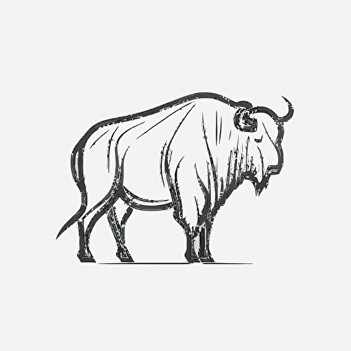 logo of a bison in the shape of a G minimalist, simple vector 2d line