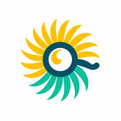 a sun logo minimalistic inside Brazil flag design rounded geometric circled vector, white bg,