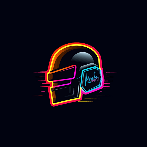 minimalist logo design, neon, powerful, robotic helmet, daft punk, vector, cloud