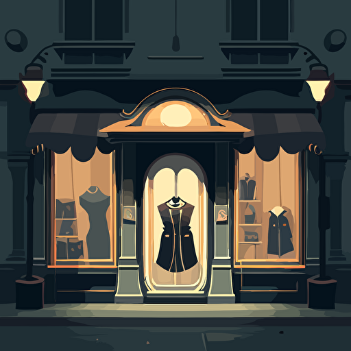 a vector illustration of a fancy cloth shop with dark clothes