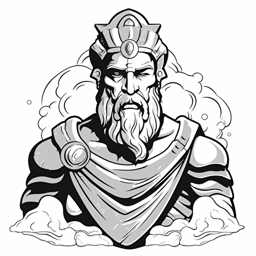 a water inspired ancient clever superhero bust, digital illustration, minimalism, concept art, vector draw, black and white, coloring page, outline only, powefull