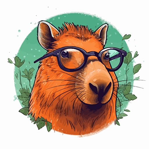 capybara with glasses vector png format