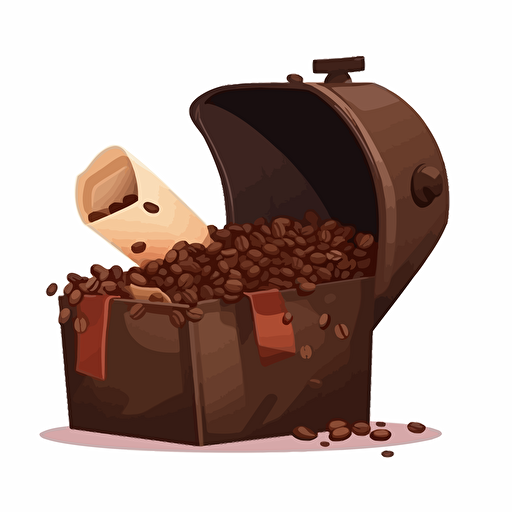 bag of coffee beans sitting inside an open mailbox vector illustration, cartoon mis-en-scene