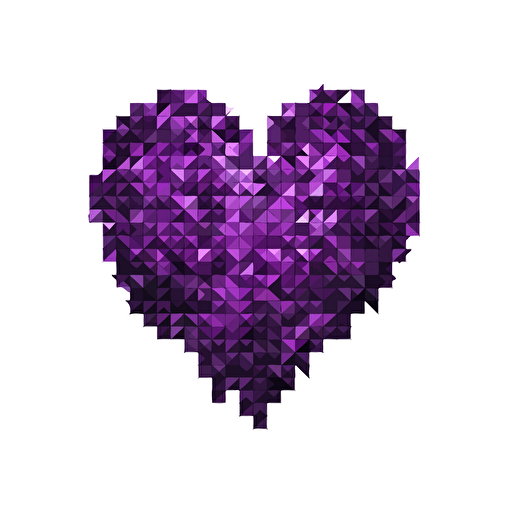 Heart shape split from the middle, violet color, black stroke, pixel style, 2d, vector illustration, white background