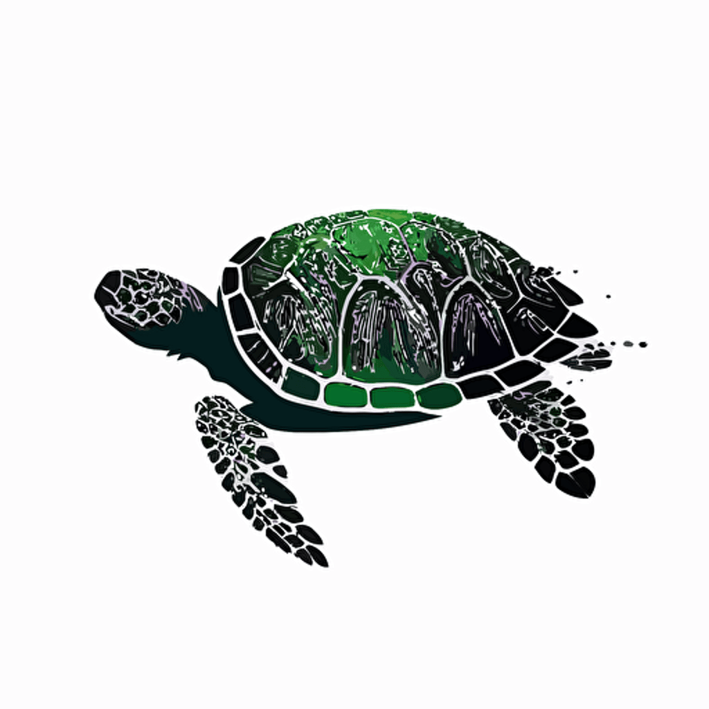 iconic logo, green turtle, minimalist, black vector on white background