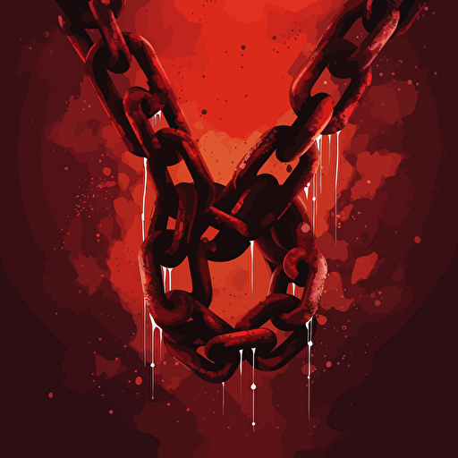 broken chain, dynamic, front view, poster, vector, gritty, detailed, red background