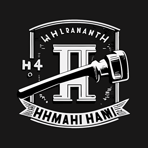 a simple black and white vector logo of an "H" with a hammer built in to the "H"