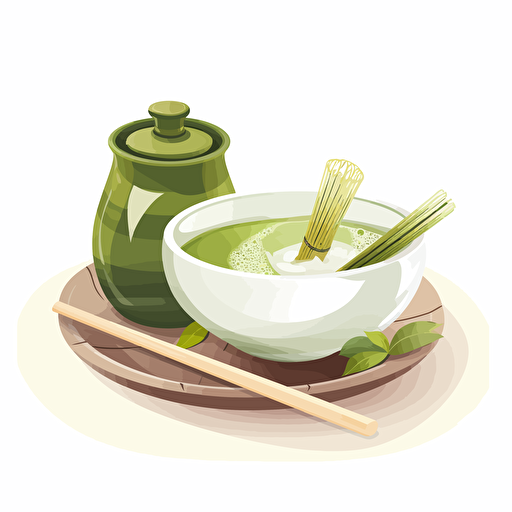matcha tea, vector art, white background