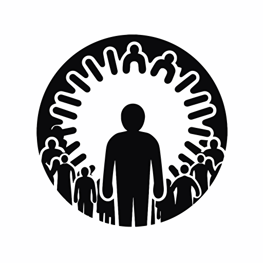 offline crowd control logo, black and white, vector white background