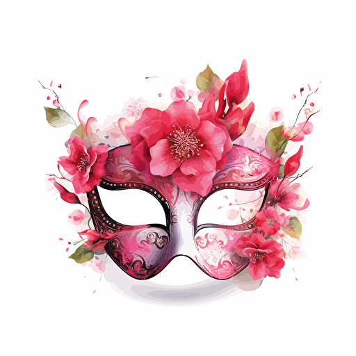 pink quince mask, vector art, white background