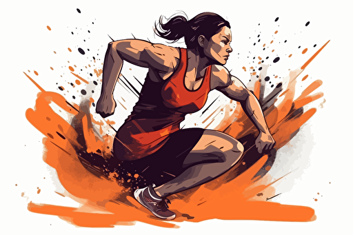 brave female athlete vector style, white background