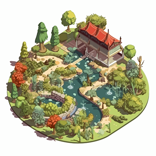 isometric cartoon vector image of a botanical garden