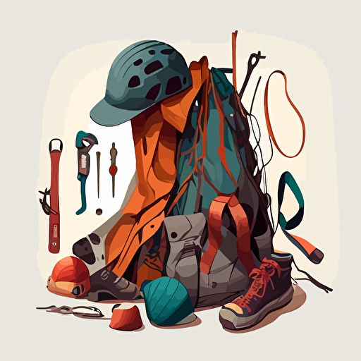 illustration of climbing gear. Moody. Vector