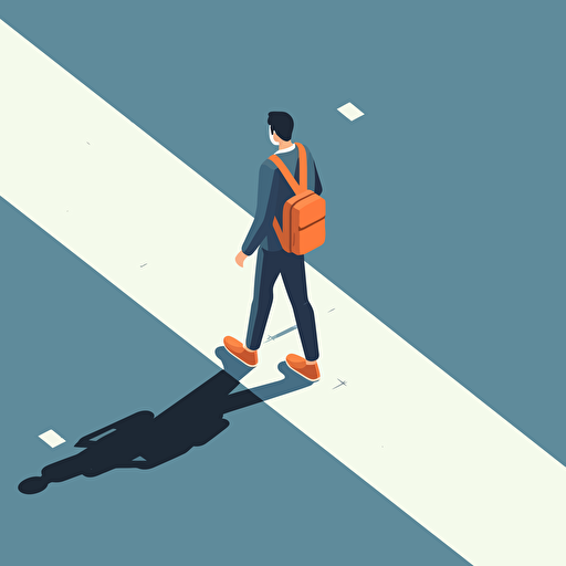 simple vector animation, mid zoom, person using smartphone, walking on the sidewalk