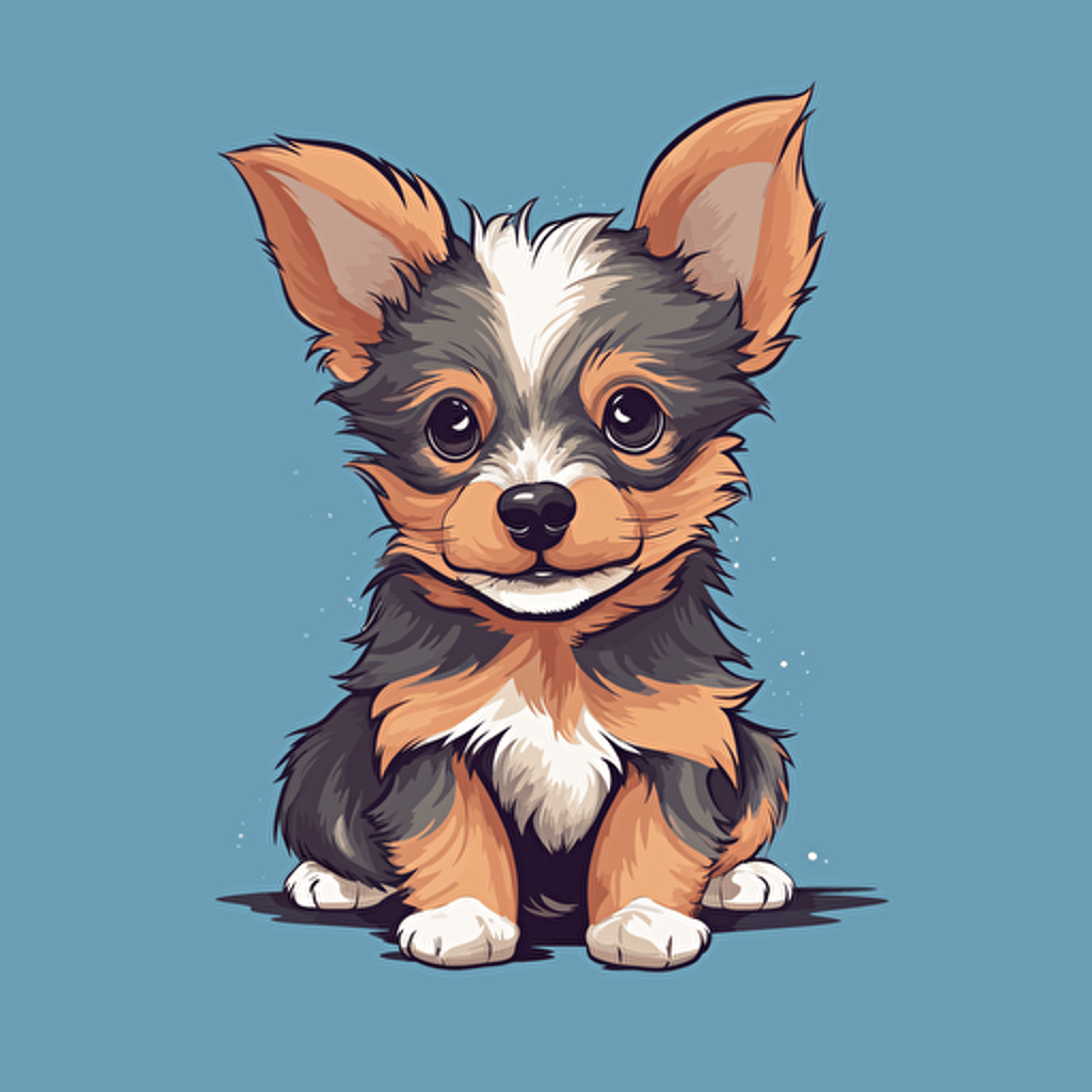 small dog illustrated vector 3 color cute modern
