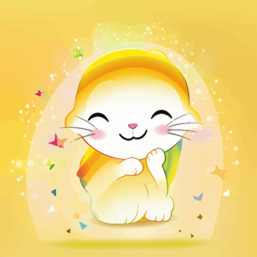 black, multicolor child illustration, big, vector, background white, cat, littlr cat, light yellow, smile, happy, joy, child 6144x6144