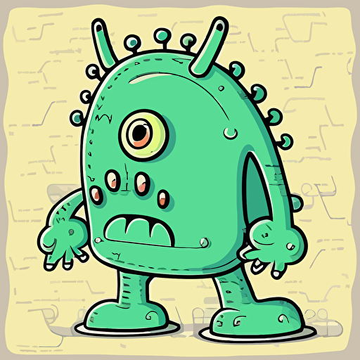 cartoon monster hand drawn outline, color book style , vector
