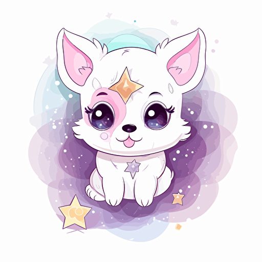 cute kawaii astral pup, logo, white background, vector