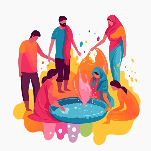 vector people playing holi with water illustration