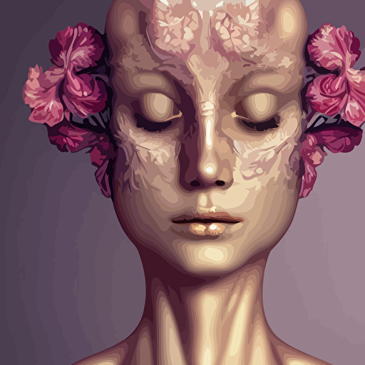 beatifull face portrait woman 150 mm anatomical flesh flowers mandelbrot fractal facial muscles veins arteries intricate golden ratio frame microscopic elegant highly detailed ornate ornament sculpture elegant luxury beautifully lit ray trace unreal 3d pbr style peter gric alex grey romero ressendi
