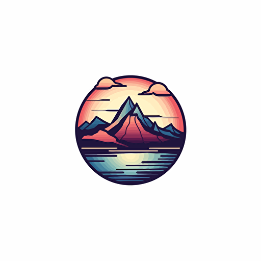 vector landscape mountain cloud lake 2 color logo form