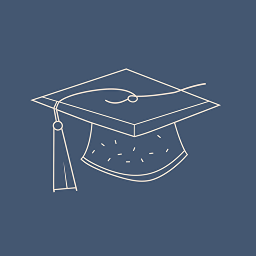 graduation cap, flat vector outline