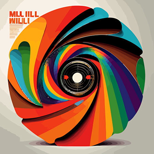 vinyl record music culture by Milton Glaser, 2d vector art, flat colors