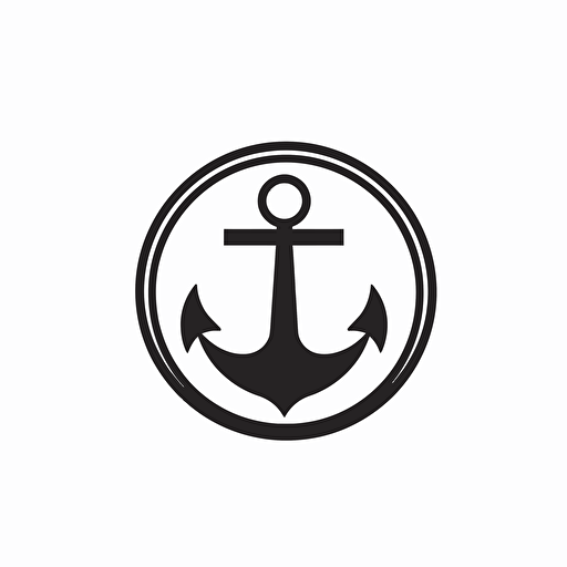 a modern, minimalist logo for yacht company with an anchor and 3 stripes wave, black, simple logo on white background, vector, ai, very simple,