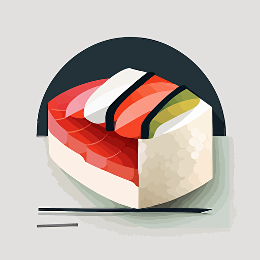 One sushi, minimalistic design, geometric, flat, no shadow, vector art, white background