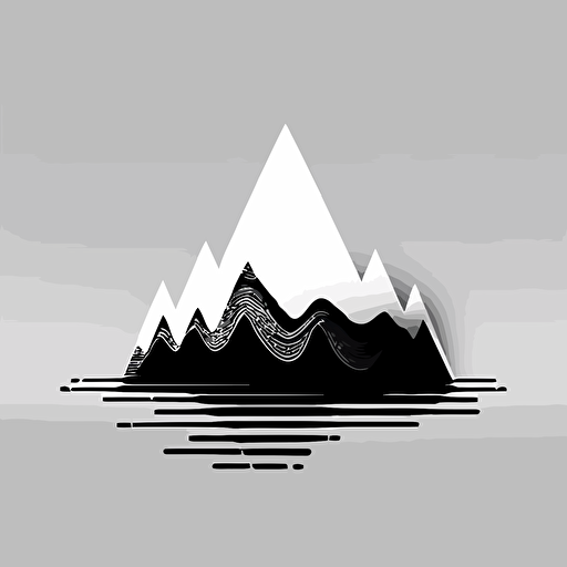 flat vector logo of triangle mixed with Frequency audio waveform, black and white, sound wave form wrapped around mountine, simple minimal, by Ivan Chermayeff
