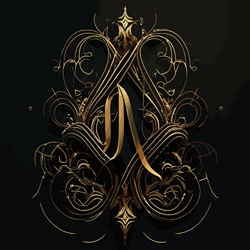 A luxurious digital logo for Ariane's Wire and Needle app, showcasing a gleaming golden needle intertwined with a silver wire, forming an elegant and intricate monogram, set against a rich black background, embodying sophistication and exclusivity, Illustration, digital vector art