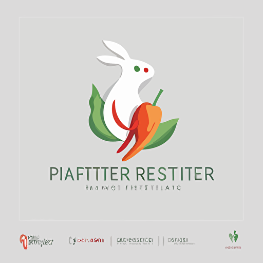 rabbit logo design, flat style, 2D, vector, minimal, modern, cute, chili pepper, clean, white background, simple style