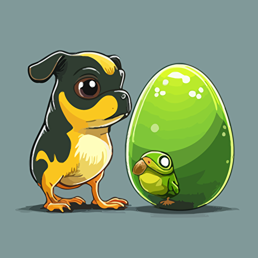 vector style 2d egg dog meets frog