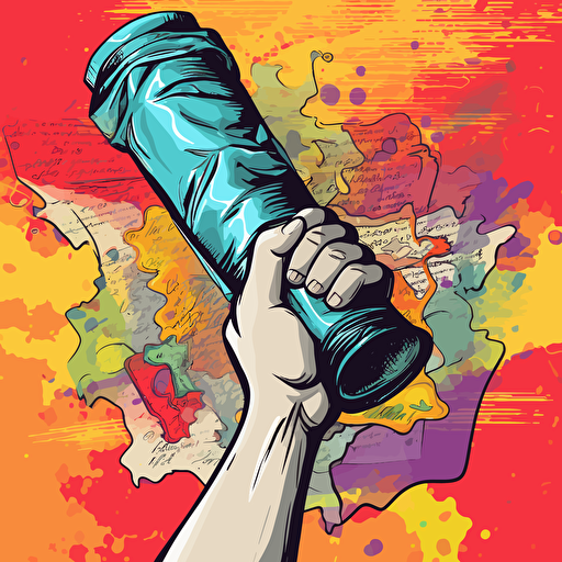 a vector image of a hand holding up a diploma, graffiti style
