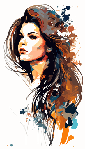 attractive girl, vector, white background