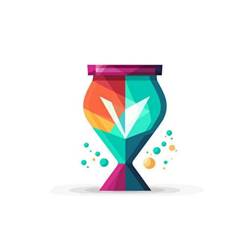a vector logo, flat 2D, vivid colours, an hour glass, top part shaped like a diamond