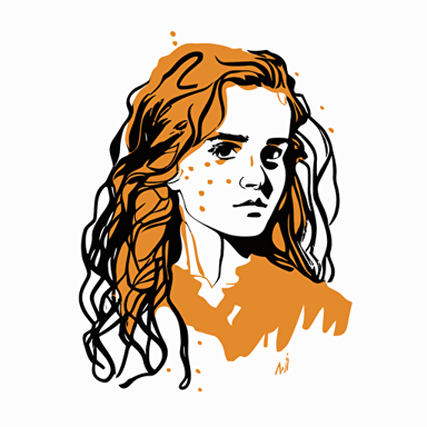 hermoine granger minimalistic hand drawn 2d vector white background simple 2 dimension design