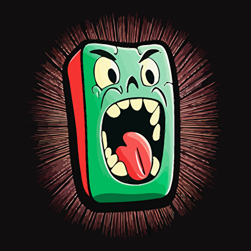 a sitck of gum with a face thats screaming, vector logo, vector art, emblem, simple, cartoon, 2d