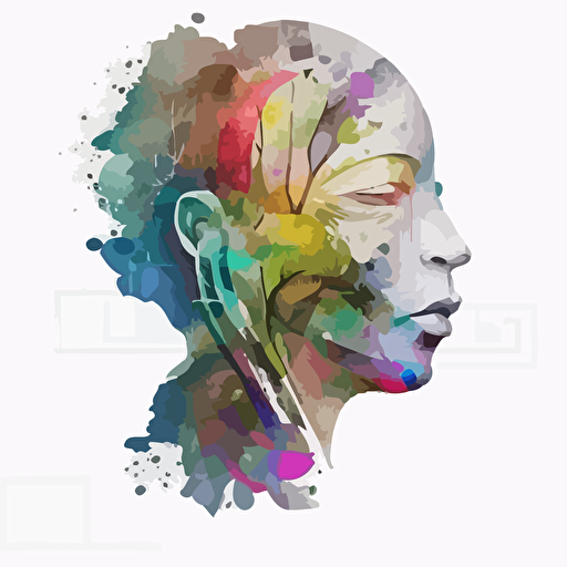 logo vector watercolor style an AI and humans painting converge ultra detailed and unique and exotic looking, hyper detailed and very good