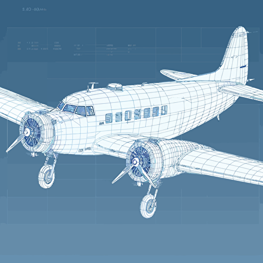 imagine lockheed 10 electra vector, minimalistic, made with one line, blueprint style, modern, symbolic, minimalistic, technical drawing
