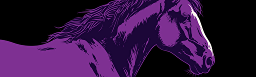 vector style illustration of a horse, facing left, highlights of purple,