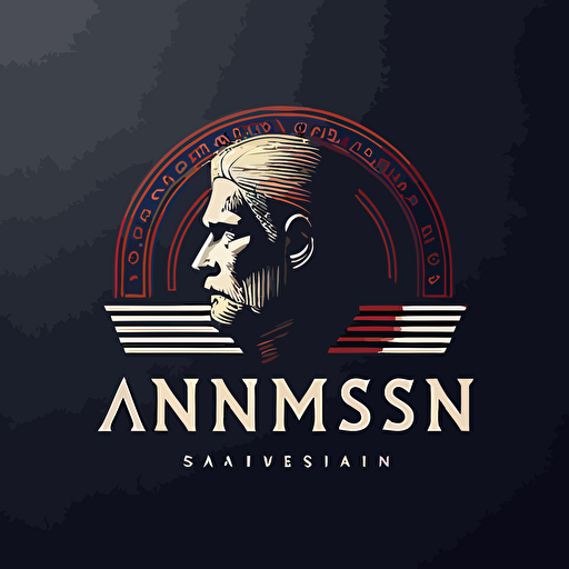 simple vector logo, clean, minimalistic, with letters "Amundsen"