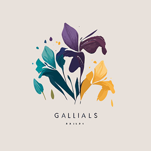 colorful minimalist logo for garden ,many iris petals,abstract ,vectors style