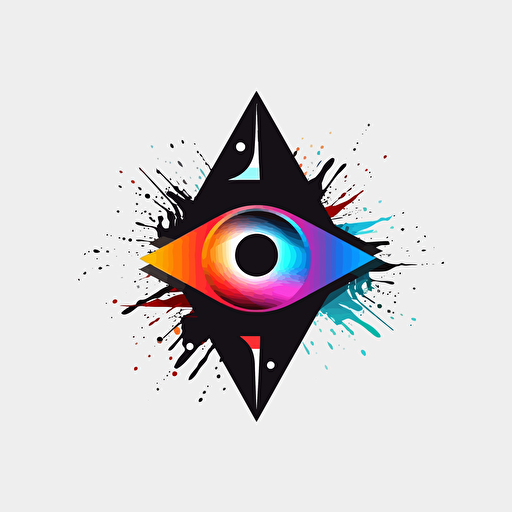 Logo for a digital agency, ABSTRACT, with eyes, colorful, vector, rising arrow, no background