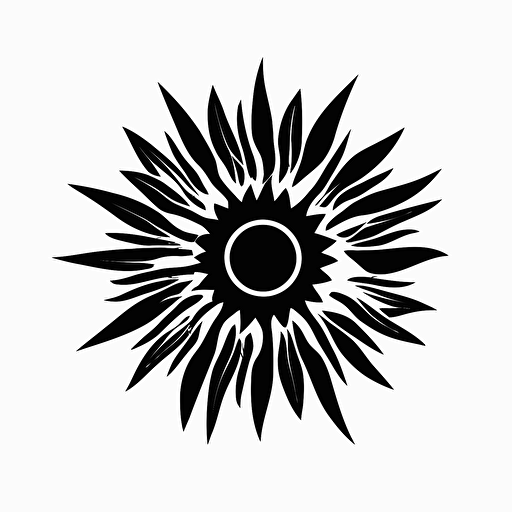 simple vector logo, sun logo, very simple black, white background
